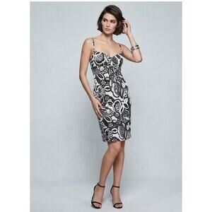 RARE Y2K VERSUS Versace Black & White Floral Slip Dress Small Empire Waist